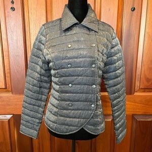 SAMUEL DONG Grey lightweight shimmer puffer Quilted coat jacket S